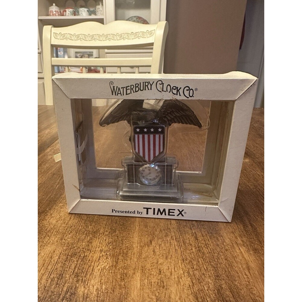Vintage Waterbury Clock Co Timex American Eagle Mini Clock Original Box